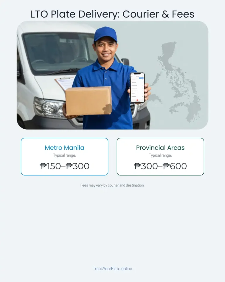 LTO plate delivery courier options and delivery fees
