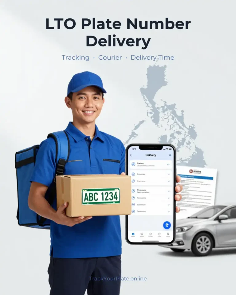 LTO plate number delivery guide showing courier tracking and delivery