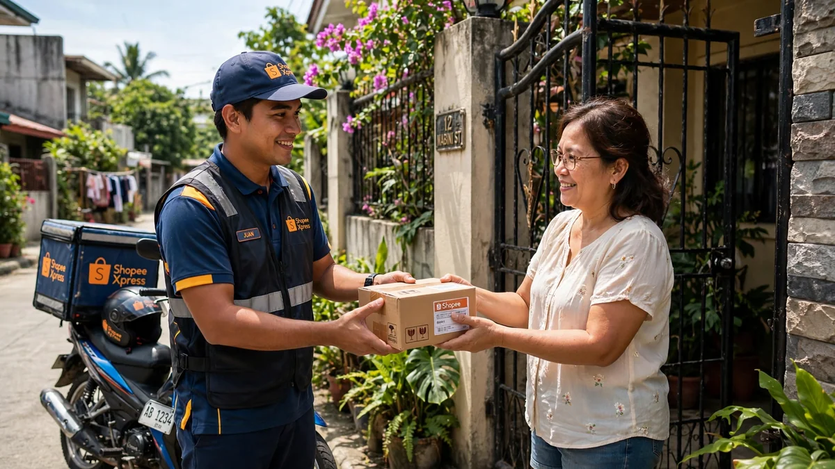 Courier delivering an LTO license plate parcel to a home in the Philippines