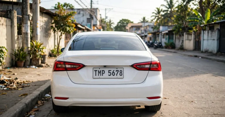 Car with temporary plate number in the Philippines